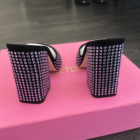 Paris Texas Violet Onyx Holly Anja Crystal-Embellished Mules - Picture 4 of 12